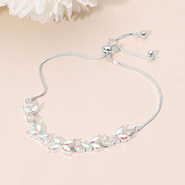 Marquise CZ Stone Cluster Accent Adjustable Evening Bracelet