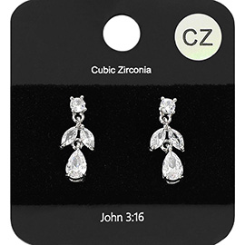 Marquise Teardrop CZ Stone Cluster Drop Earrings