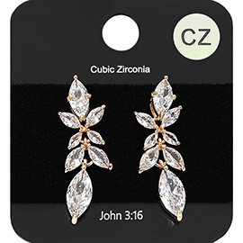 Marquise CZ Stone Cluster Drop Evening Earrings