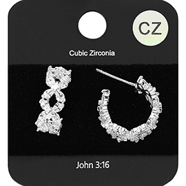 Marquise CZ Stone Petal Floral Link Hoop Evening Earrings