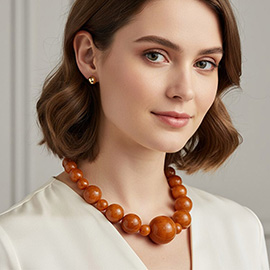 Bold Marbled Resin Ball Beaded Statement Necklace