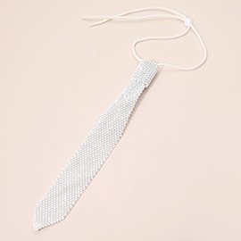 Crystal Embellished Adjustable Tie Necklace