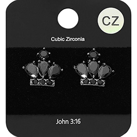 CZ Crown Stud Earrings