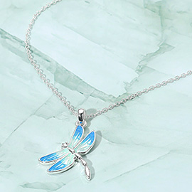Ombre Enamel Dragonfly Pendant Necklace