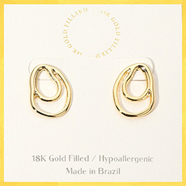 18K Gold Filled Hypoallergenic Abstract Loop Stud Earrings