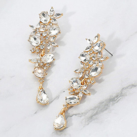 Floral Gem Cluster Drop Evening Earrings