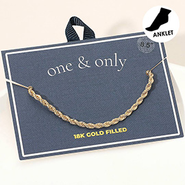 18K Gold Filled Twisted Rope Chain Anklet
