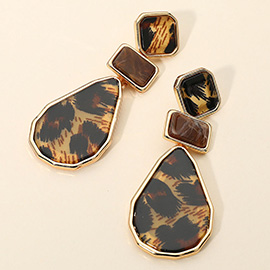 Geometric Resin Plate Link Drop Earrings