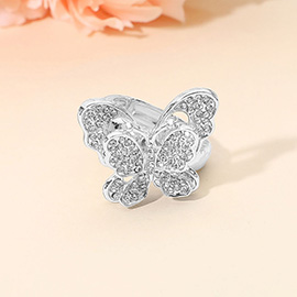 Stone Paved Butterfly Accent Stretch Ring