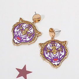 Sparkling Louisiana State University Fighting Tiger Dangle Earrings