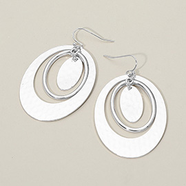 Hammered Metal Triple Oval Dangle Earrings