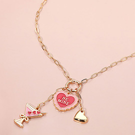 BE MINE Enamel Heart Cocktail Glass Charm Pendant Necklace