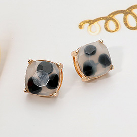 Animal Print Faceted Cushion Stud Earrings