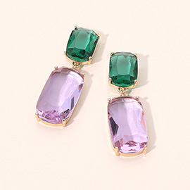 Rectangular Dual Gemstone Drop Earrings