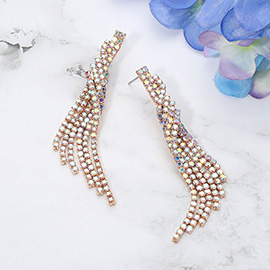 CZ Stone Tassel Drop Evening Earrings