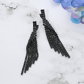 CZ Stone Tassel Drop Evening Earrings
