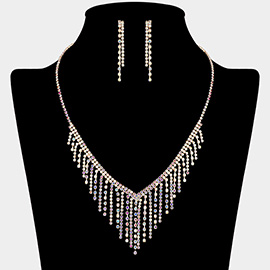 Cascading Fringe Rhinestone Necklace