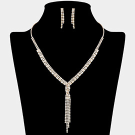 CZ Stone Y-Drop Tassel Necklace