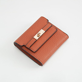 Metal Deco Accent Faux Leather Compact Fold Wallet