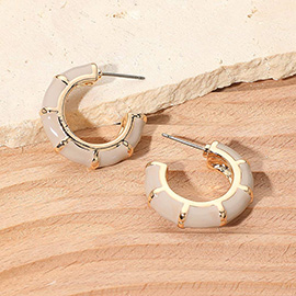 Enamel Bamboo Hoop Earrings