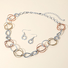 Boho Metal Wire Interlocking Ring Necklace
