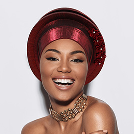 Floral Accent Structured Turban Hair Wrap