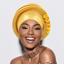 Floral Accent Structured Turban Hair Wrap