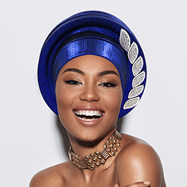 Stone Paved Marquise Leaf Accent Layered Turban Hair Wrap