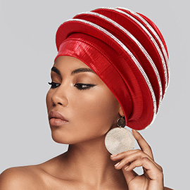 Elegant Rhinestone Studded Chic Layered Turban Hair Wrap