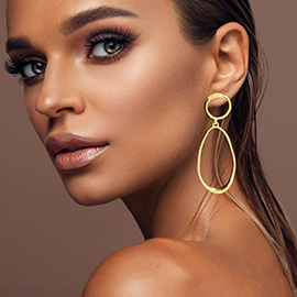 Bold Sculpted Oval Ring Drop Statement Earrings