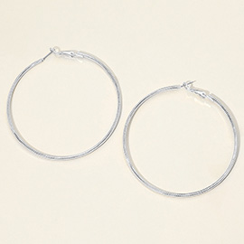 Silver Dipped Textured Hoop Earrings