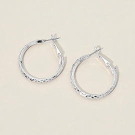 Silver Dipped Textured Hoop Earrings