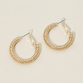 Gold Dipped Coil-Texture Hoop Earrings