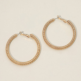 Gold Dipped Coil-Texture Hoop Earrings