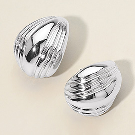 Silver Dipped Bold Ribbed Dome Earrings