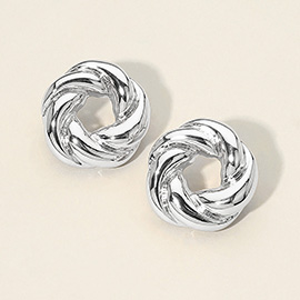 Silver Dipped Twisted Knot Stud Earrings