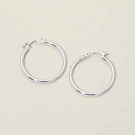 Silver Dipped Classic Pin Catch Hoop Earrings