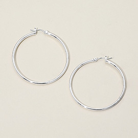 Silver Dipped Classic Pin Catch Hoop Earrings