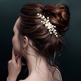 Elegant CZ Stone Cluster Floral Branch Hair Comb