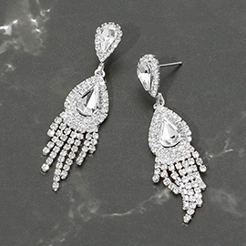 Teardrop Fringe Drop Evening Earrings