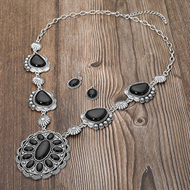 Bold Vintage Oval western Conch Pendant Statement Necklace