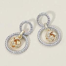 14K Gold Plated Two Tone Double Knot Accent Drop Dangle Earrings