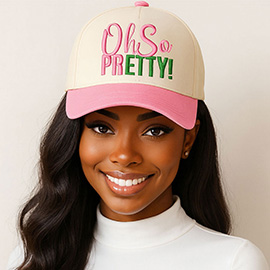 OH SO PRETTY Message Embroidered Five Panel Canvas Snapback Baseball Cap