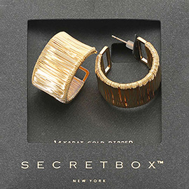 SECRET BOX_14K Gold Dipped Wide Wire Wrapped Hoop Earrings