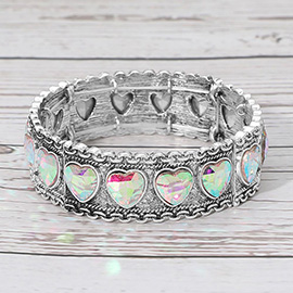 Shimmer Heart Stone Accent Western Stretch Bracelet