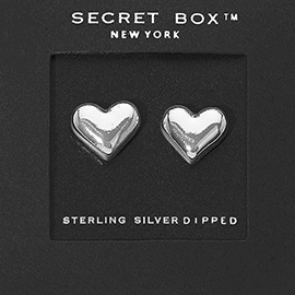 SECRET BOX_Sterling Silver Dipped Heart Stud Earrings