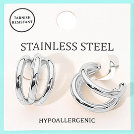 Stainless Steel Triple Hoop Earrings