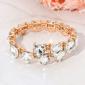 Heart Stone Cluster Link Adjustable Evening Bracelet