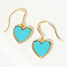 Gold Dipped Heart Drop Dangle Earrings