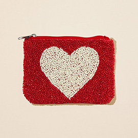 Heart Seed Beaded Mini Pouch Bag